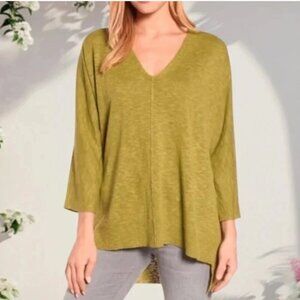 Eileen Fisher Linen Blend V Neck Lightweight Spring Sweater